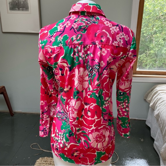 Lilly Pulitzer Kapri Top Hotty Pink A Thing Called Love Button Up Shirt XS - Picture 2 of 4